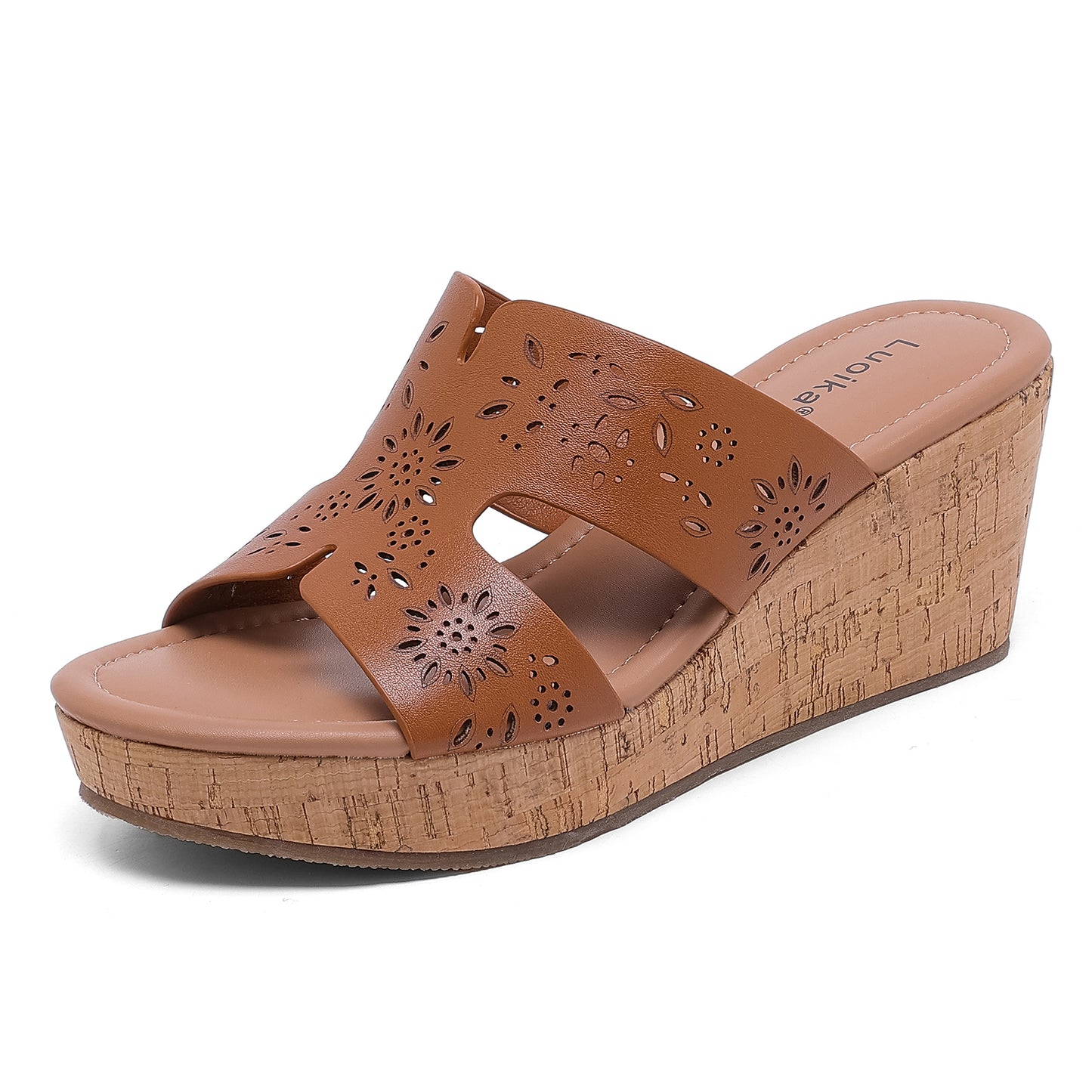 Luoika Women's Wide Width Wedge Slides Sandals, Slip on Plateform Wedge Pump Heel Casual Summer Sandals for Women.
