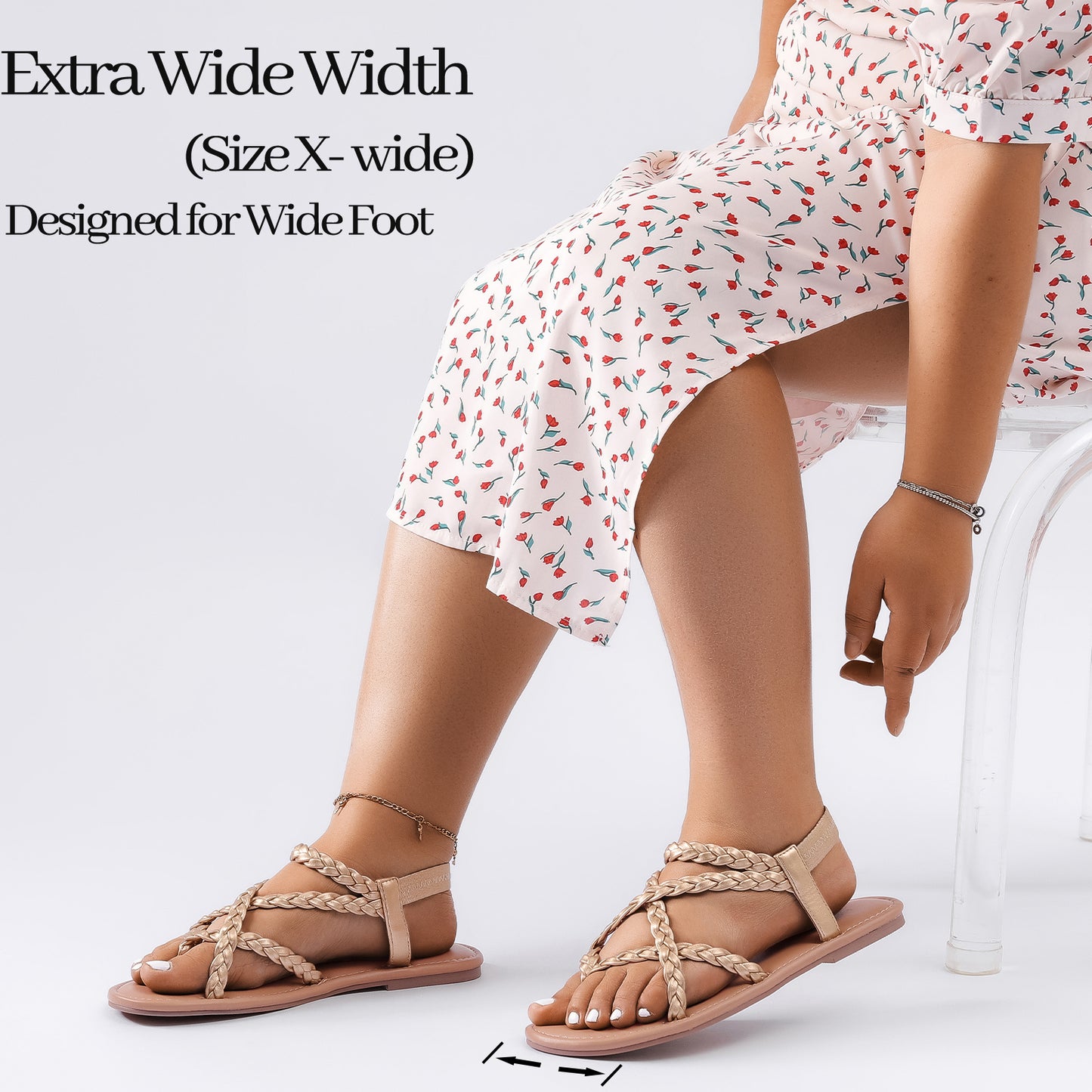 Luoika Women's Wide Width Flat Sandals, Flip Flop Casual Strapy Sandals Slip on Summer Beach Shoes for Women.