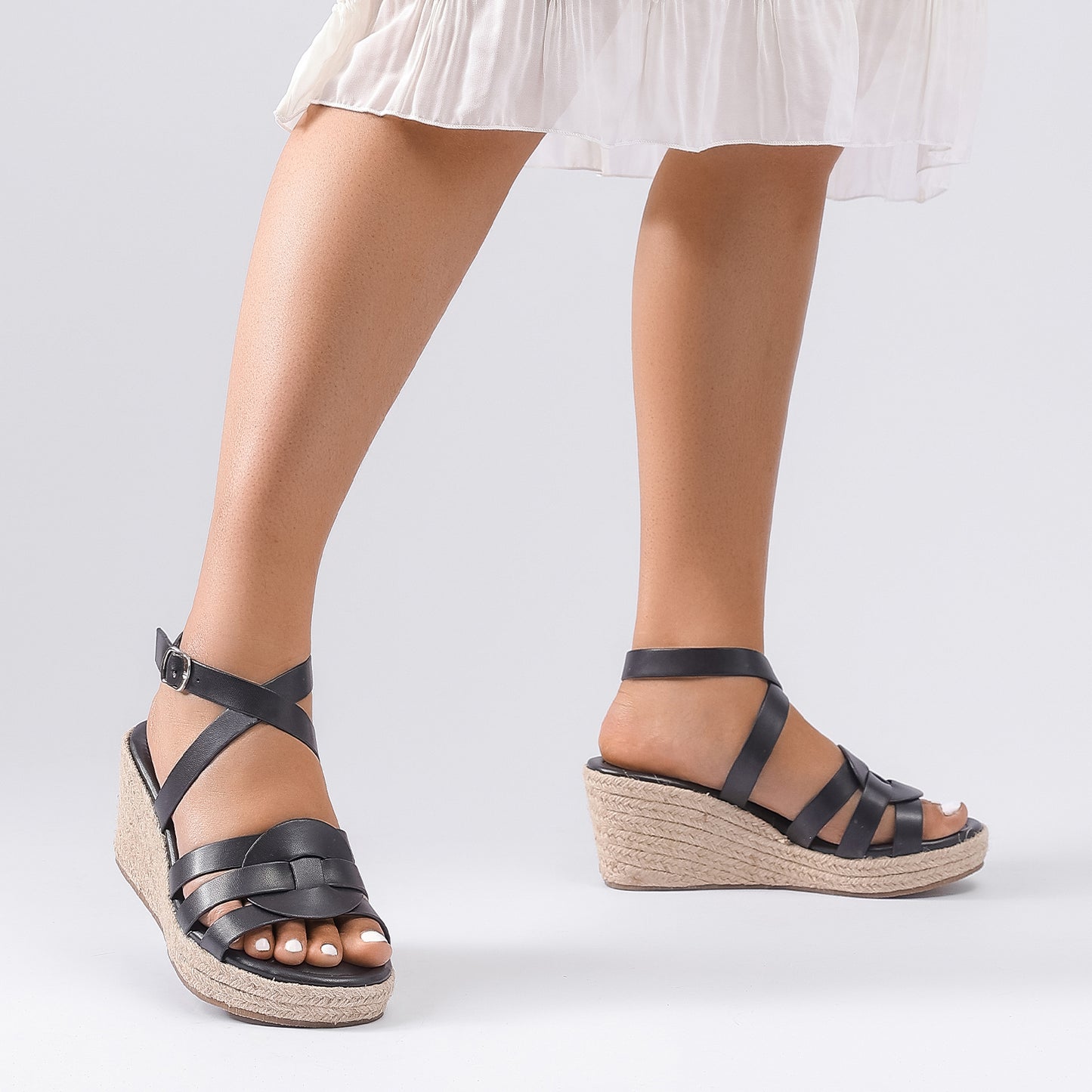 Luoika Women's Wide Width Wedge Sandals, Ankle Strap Open Toe Platform Wedge Pump Heel Women's Sandals Concise Casual Summer Shoes.