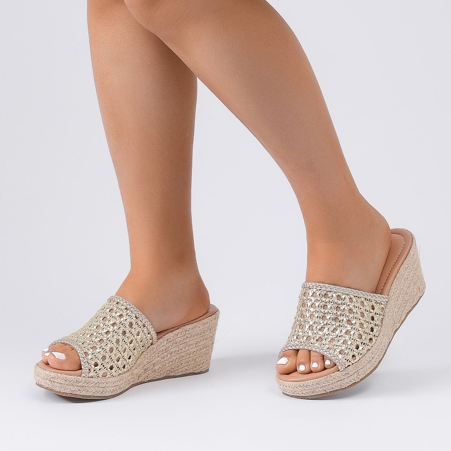 Luoika Women's Wide Width Wedge Slides Sandals, Slip on Plateform Wedge Pump Heel Casual Summer Sandals for Women.