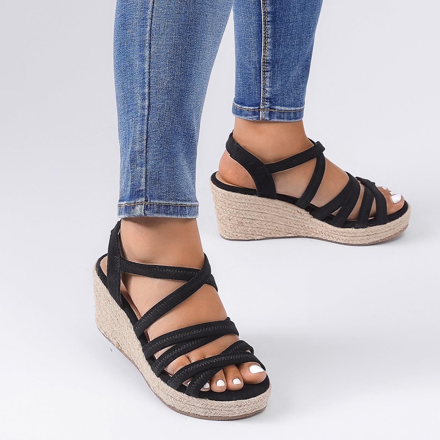 Luoika Women's Wide Width Wedge Sandals, Platform Wedge Pump Heel Ankle Strap Open Toe Women's Sandals Concise Casual Summer Shoes.
