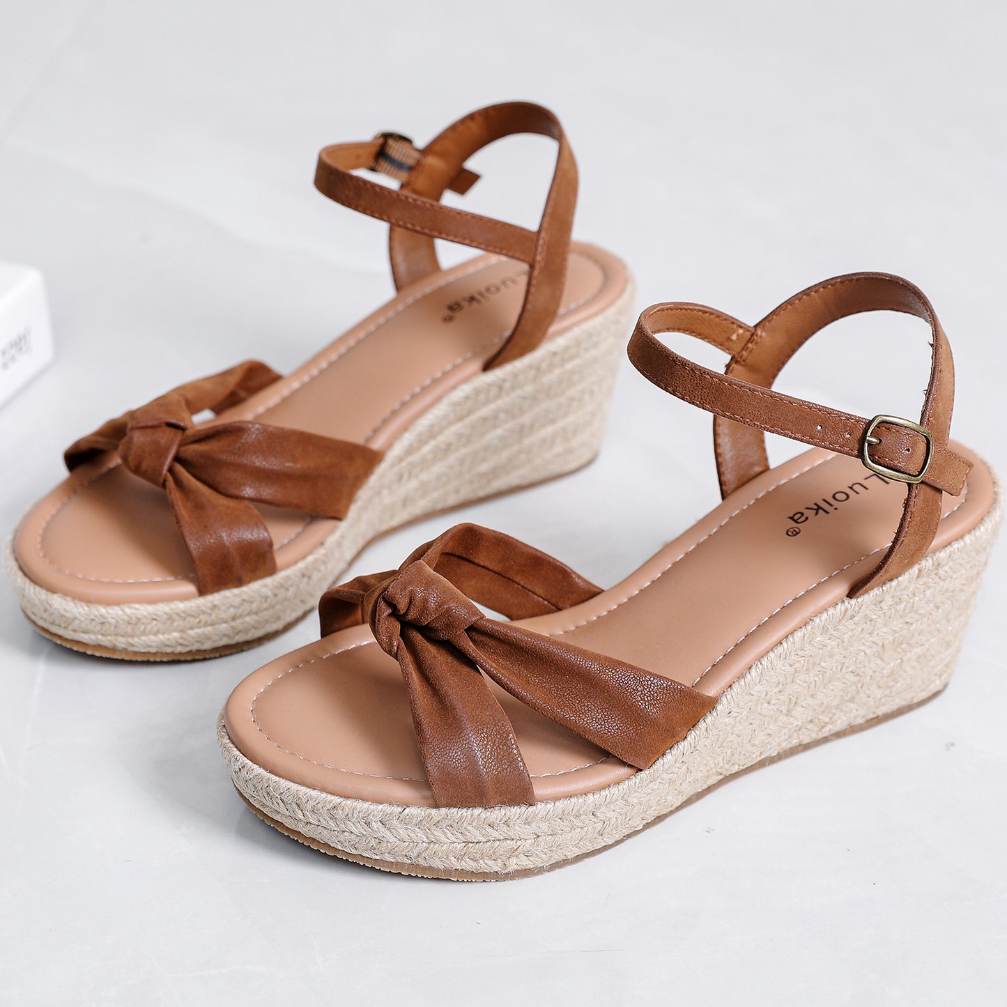 Luoika Women's Wide Width Ankle Strap Wedge Sandals.