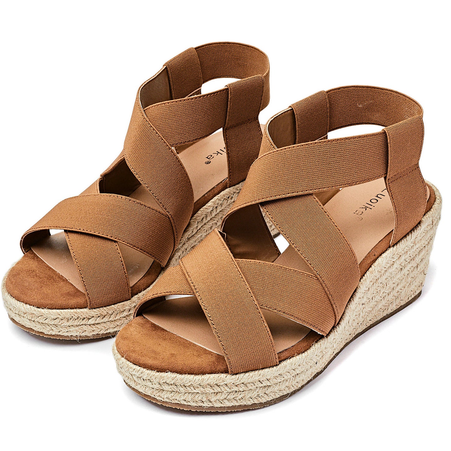 Luoika Women's Wide Width Wedge Sandals, Platform Ankle Strap Open Toe Espadrille Wedge Pump Heel Women's Sandals Concise Casual Summer Shoes.