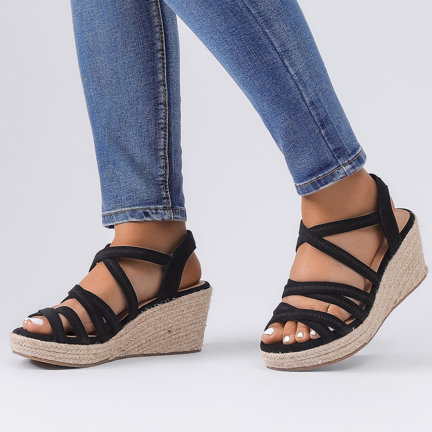 Luoika Women's Wide Width Wedge Sandals, Platform Wedge Pump Heel Ankle Strap Open Toe Women's Sandals Concise Casual Summer Shoes.