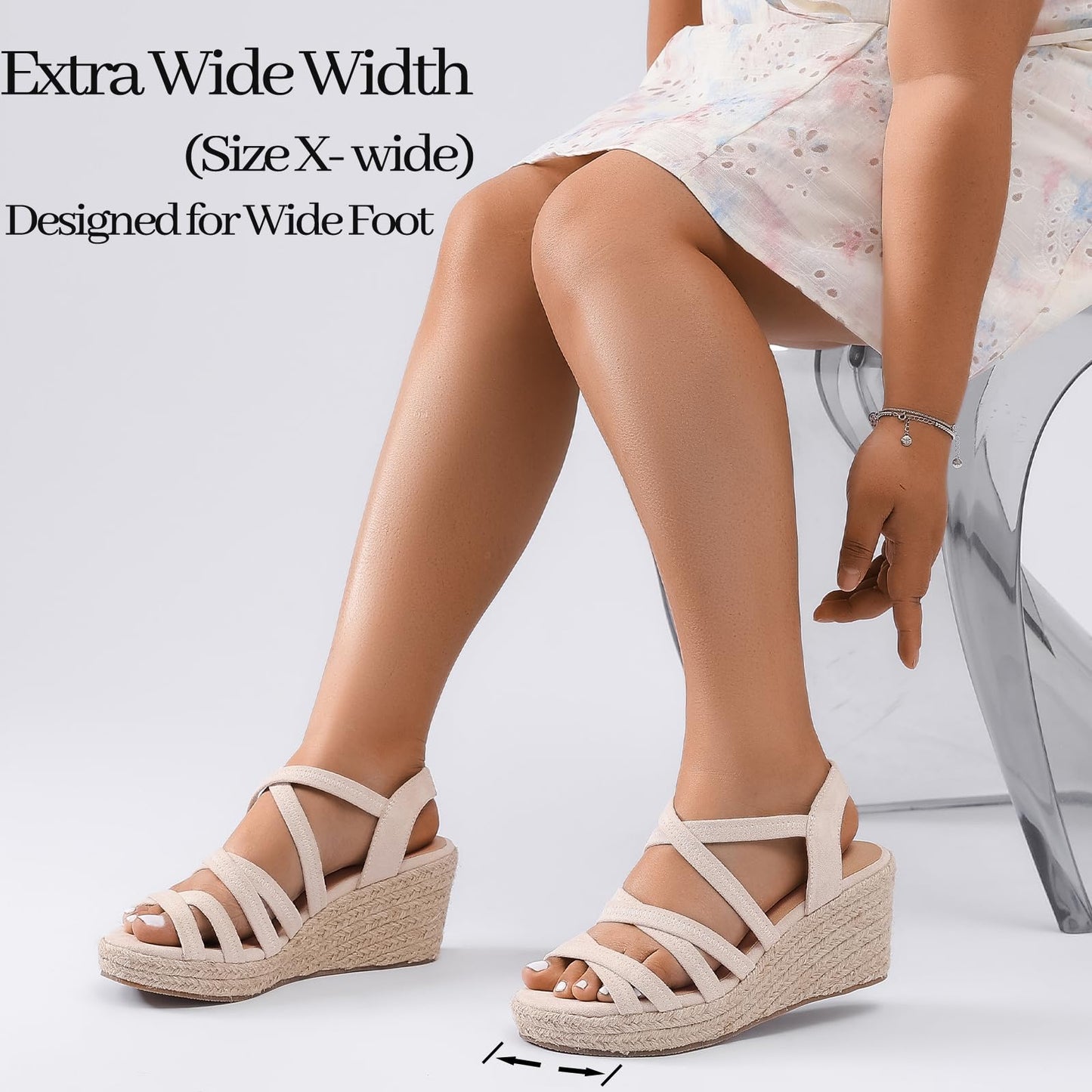 Luoika Women's Wide Width Wedge Sandals, Platform Wedge Pump Heel Ankle Strap Open Toe Women's Sandals Concise Casual Summer Shoes.