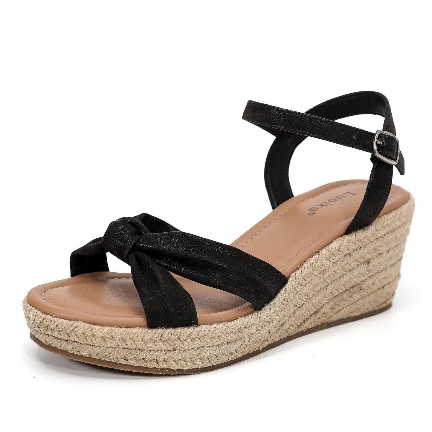 Luoika Women's Wide Width Ankle Strap Wedge Sandals.