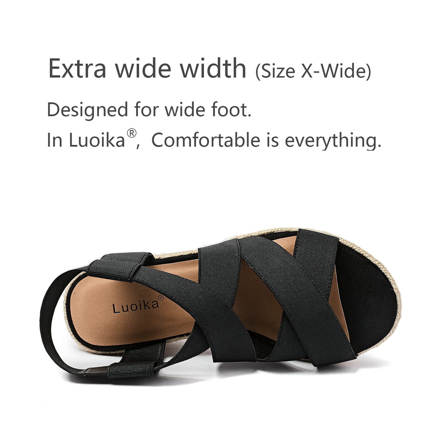Luoika Women's Wide Width Wedge Sandals, Platform Ankle Strap Open Toe Espadrille Wedge Pump Heel Women's Sandals Concise Casual Summer Shoes.