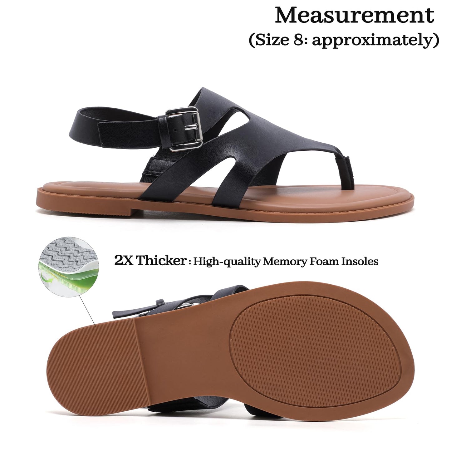 Luoika Women's Wide Width Flat Sandals, Flip Flop Casual Strapy Sandals Slip on Summer Beach Shoes for Women.