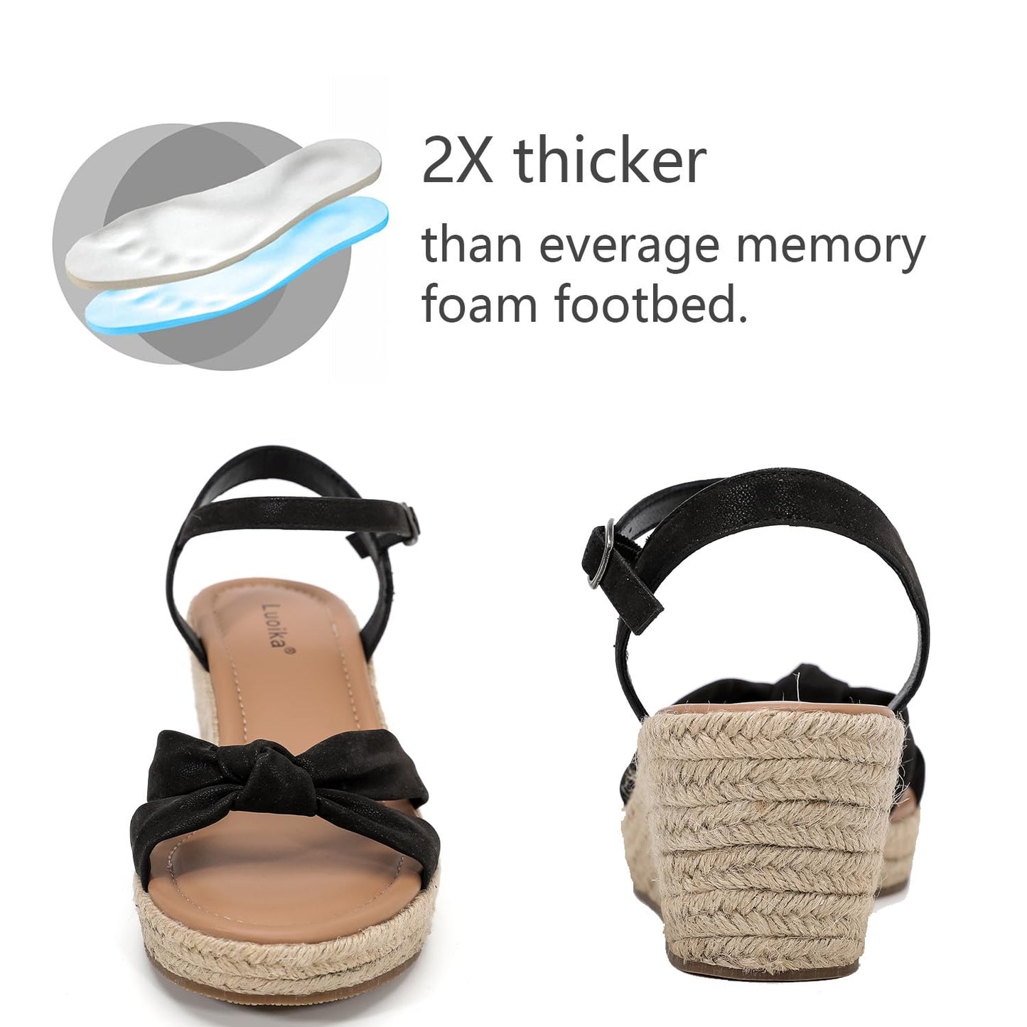 Luoika Women's Wide Width Ankle Strap Wedge Sandals.