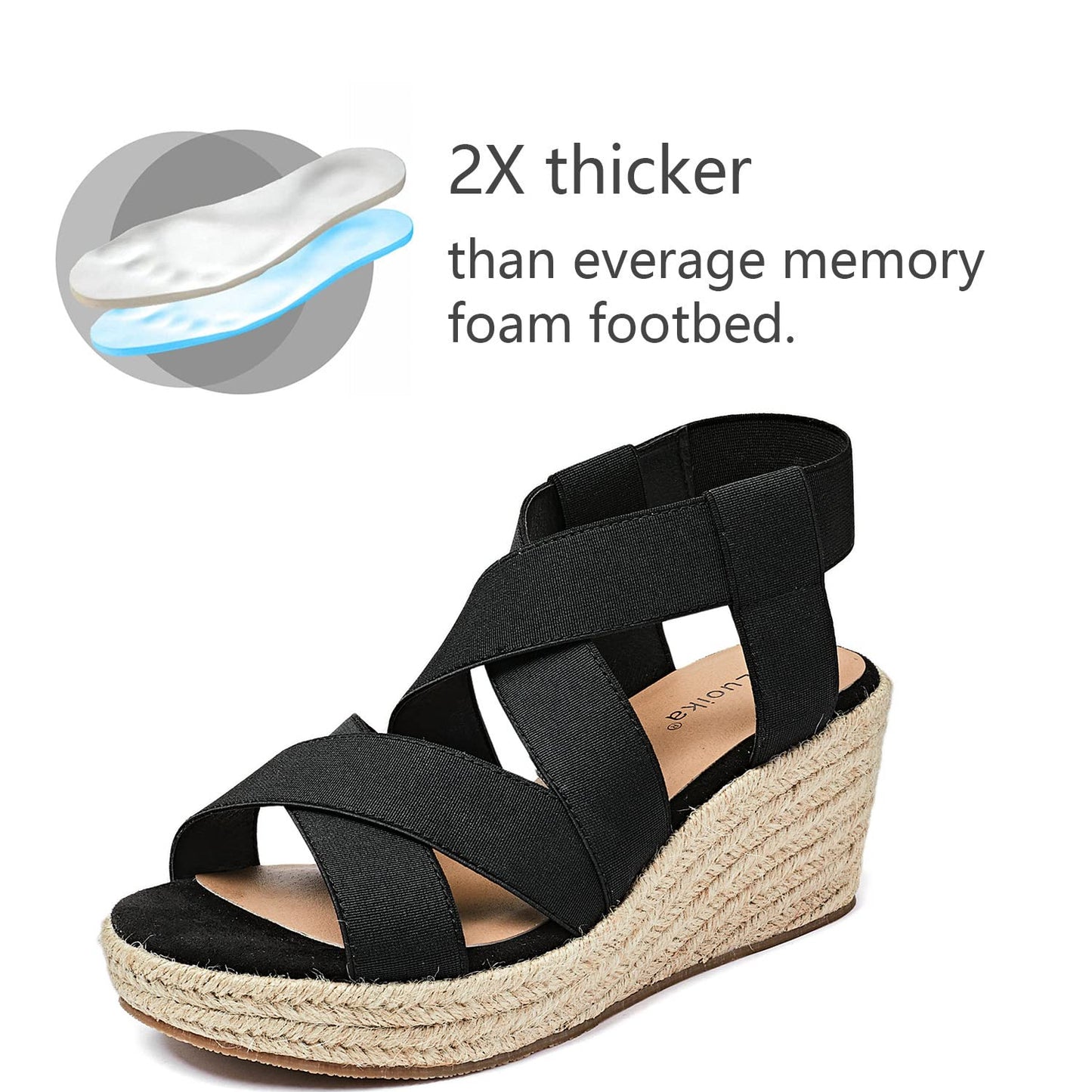 Luoika Women's Wide Width Wedge Sandals, Platform Ankle Strap Open Toe Espadrille Wedge Pump Heel Women's Sandals Concise Casual Summer Shoes.