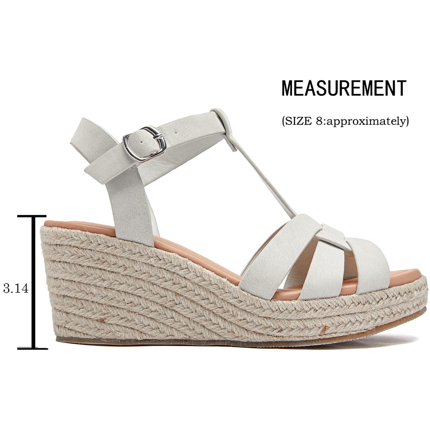 Luoika Women's Wide Width Wedge Sandals, Platform Ankle Strap Open Toe Espadrille Wedge Pump Heel Women's Sandals Concise Casual Summer Shoes.