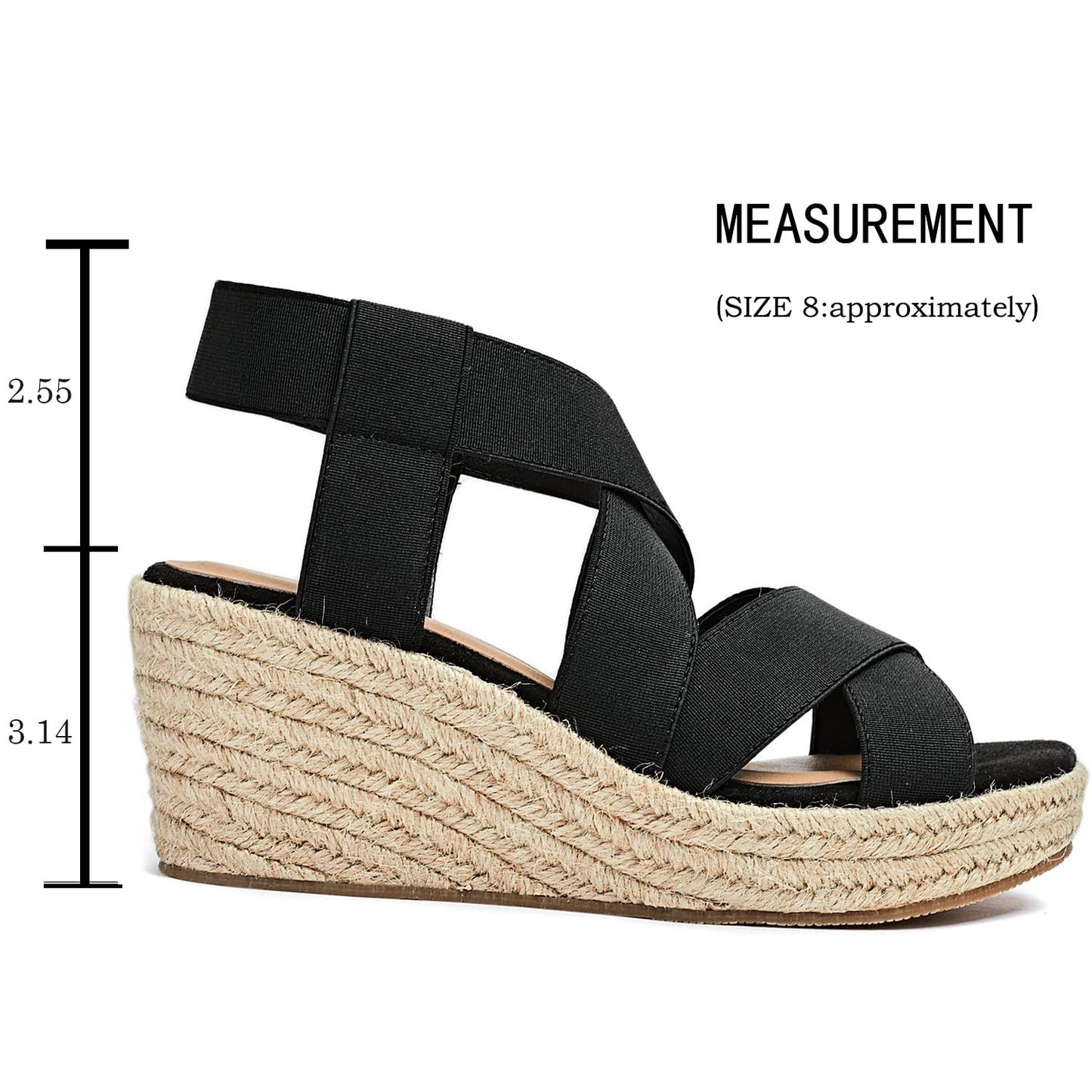 Luoika Women's Wide Width Wedge Sandals, Platform Ankle Strap Open Toe Espadrille Wedge Pump Heel Women's Sandals Concise Casual Summer Shoes.