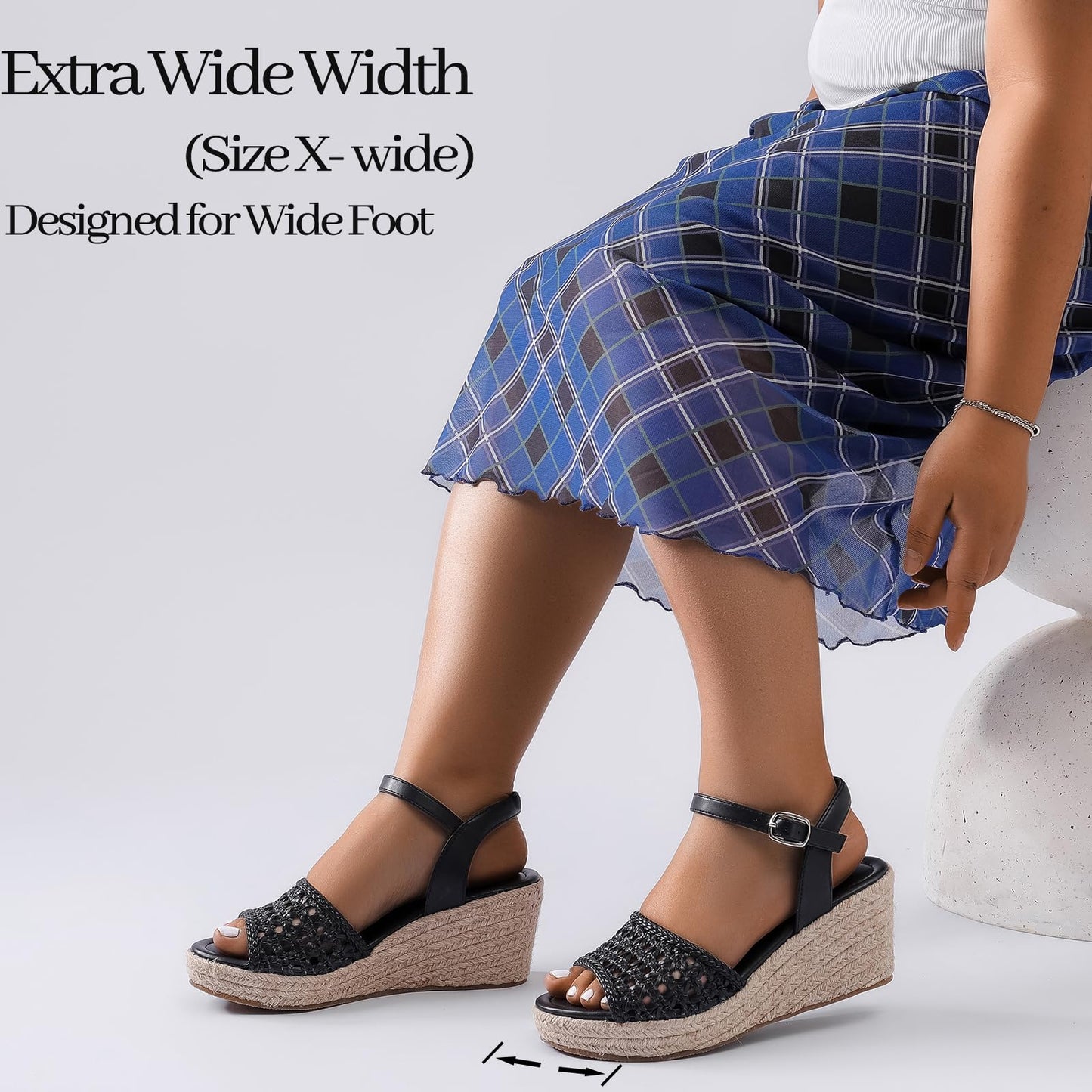 Luoika Women's Wide Width Wedge Sandals, Ankle Strap Open Toe Platform Wedge Pump Heel Women's Sandals Concise Casual Summer Shoes.